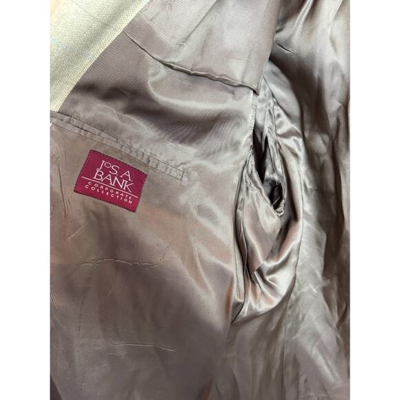 JOS. A. BANK beige check silk wool linen blend mens jacket blazer 52R - Picture 8 of 10